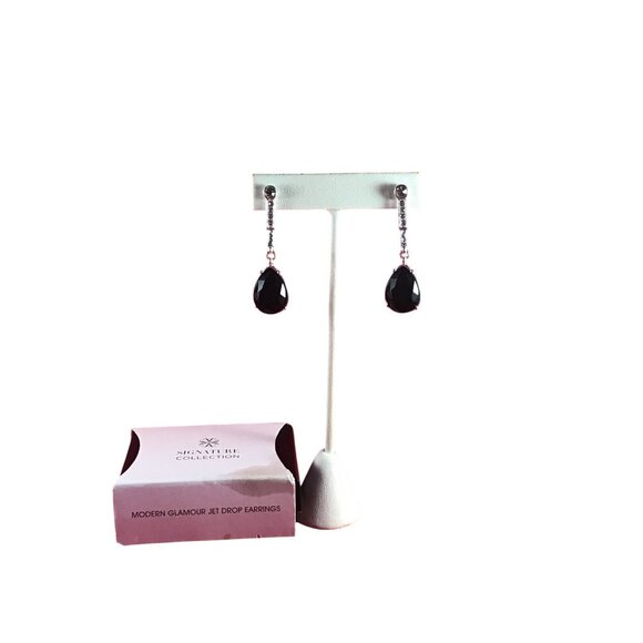 Avon Modern Glamour Jet Drop Pierced Earrings (1611) - Picture 1 of 5